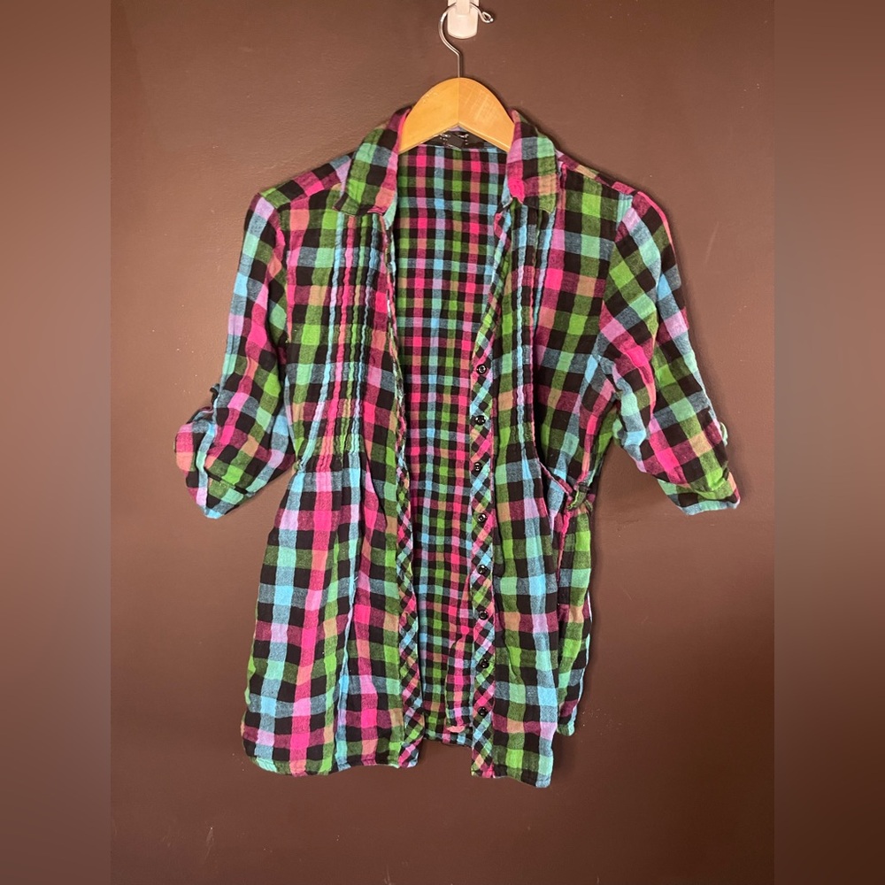Plaid Button Down Shirt - Multicolor